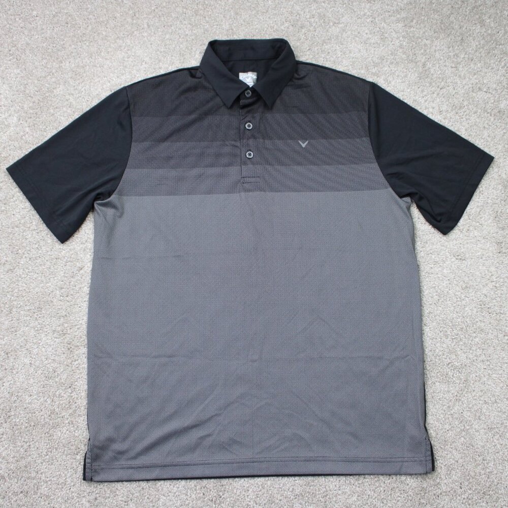 Callaway Opti-Dri Polo‎ Shirt Mens Medium Gray/Black Golf Short Sleeve Pullover